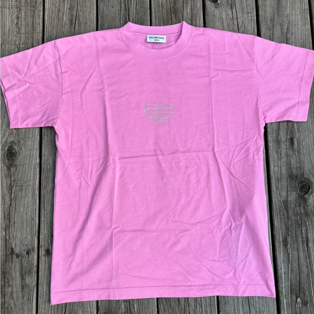 Balenciaga Crystal Logo Tee Shirt